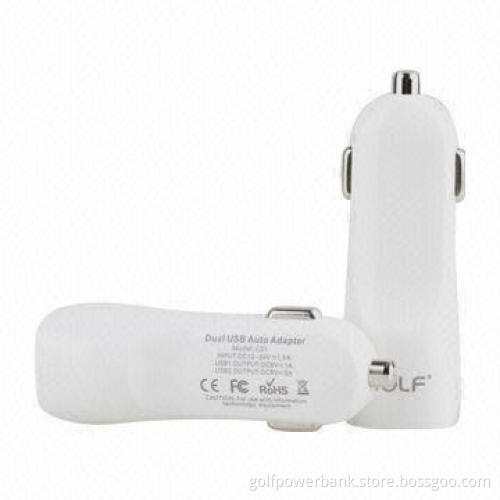USB Car Chargers, 12 to 24V DC Input, Low-energy Conservation, CE, FCC, RoHS Marks